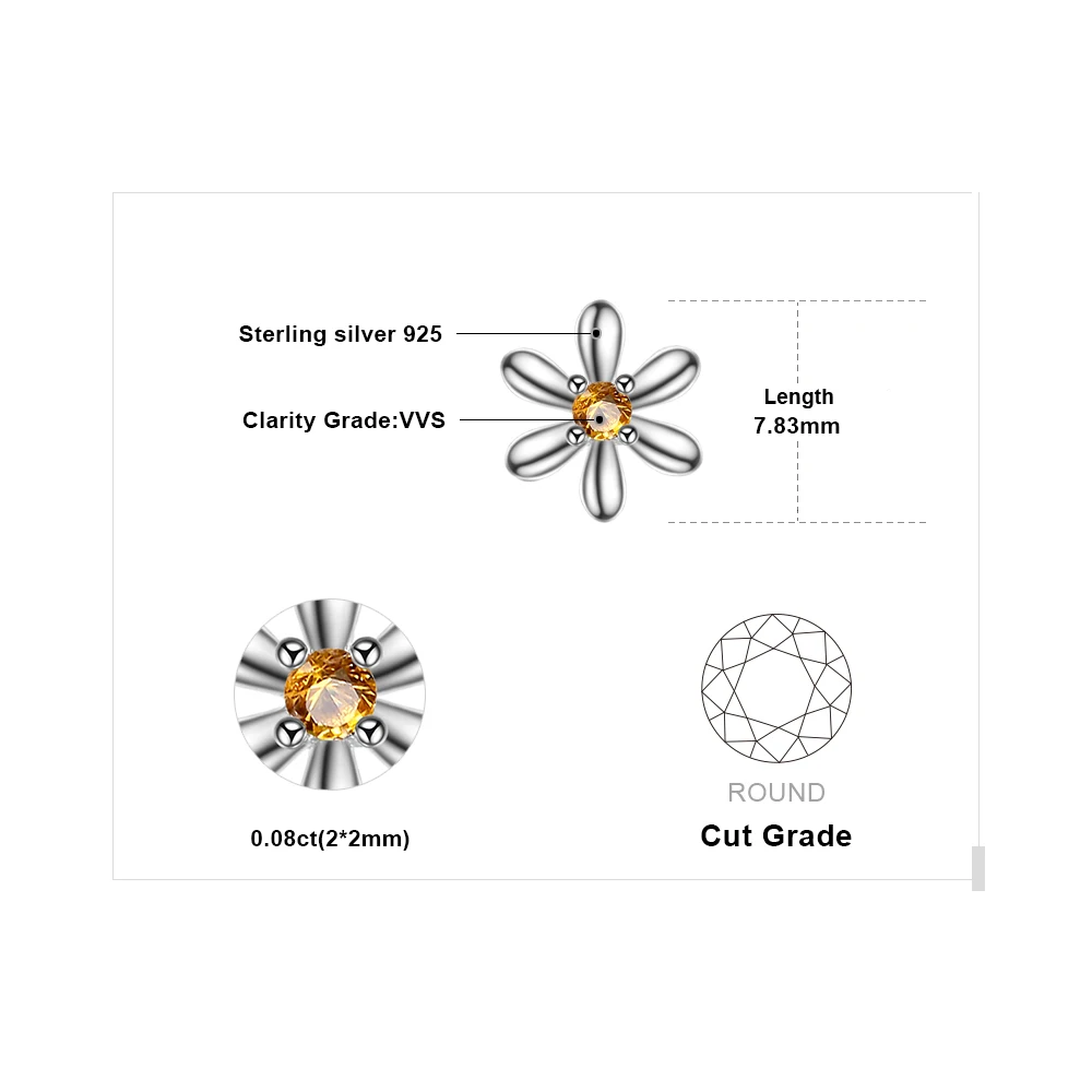 Jewelrypalace цветок 0.1ct создан оранжевый сапфир двойной Серьги-гвоздики для Для женщин