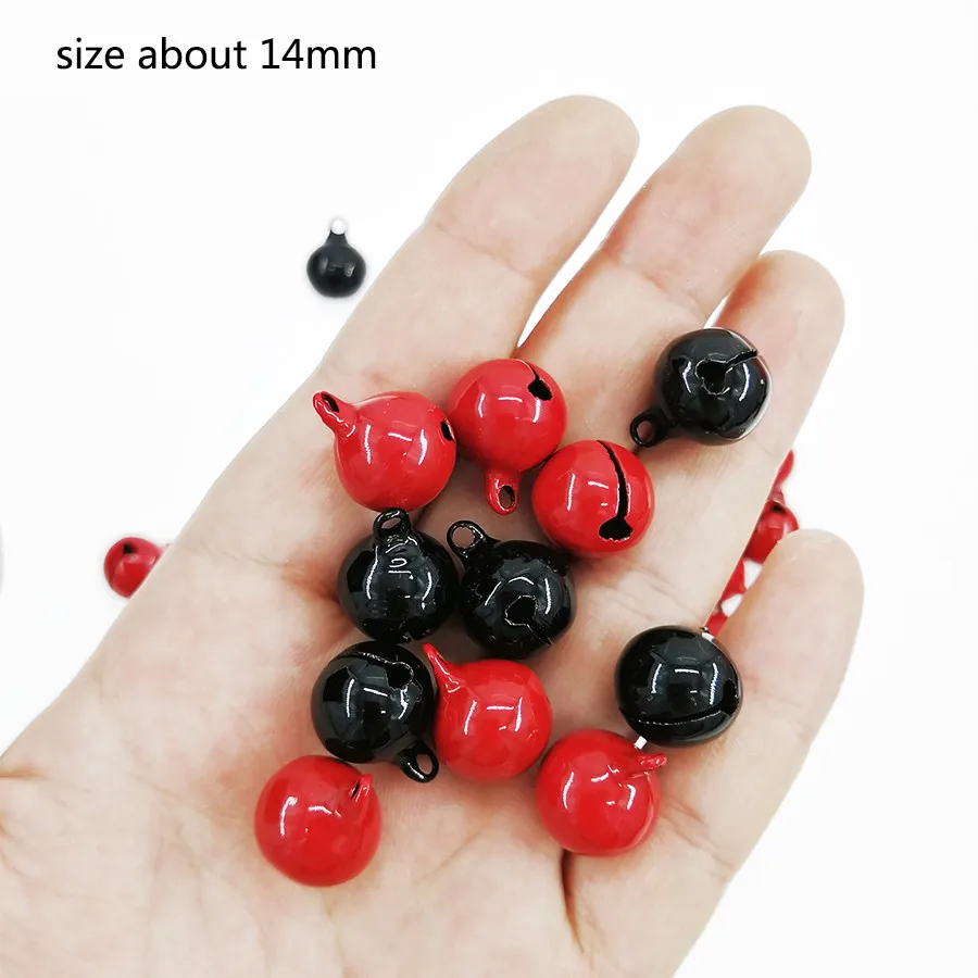 10pcs/lot Metal Jingle Bell Red Black Christmas Decoration Charms Pendant for Pet Key Ring DIY Handmade Crafts Party Decoration