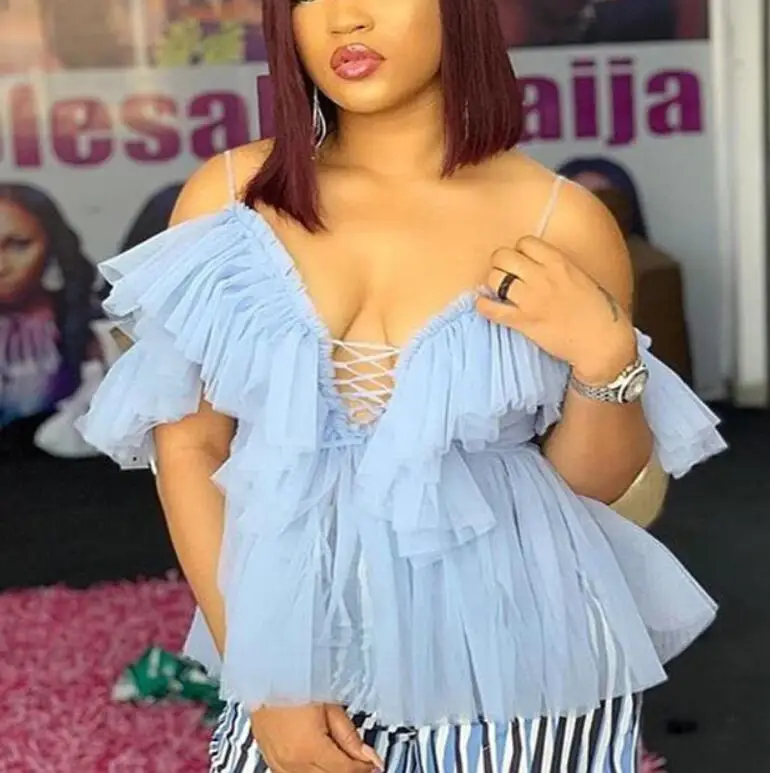 Элегантная летняя блузка с рюшами на бретельках Женская Сексуальная Блузка v