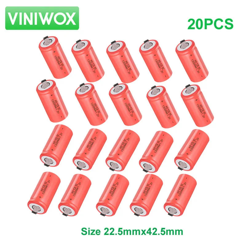 Viniwox SC Ni Cd 1.2 В Перезаряжаемые Батарея ячейки 1300 мАч subc ni cd Комплекты батарей