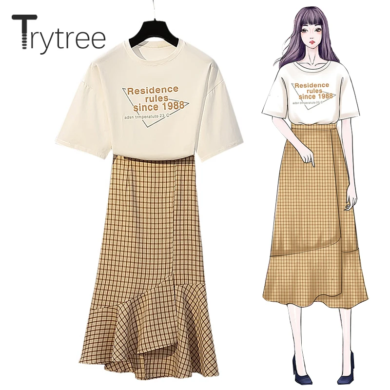 Trytree 2020 летний женский комплект из двух предметов Повседневный хлопковый топ с