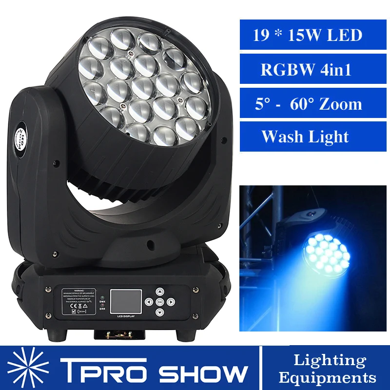 Lyre Wash 19x15W Zoom Moving Head DMX сценическое освещение эффект RGBW Wash цвета профессиональное оборудование для диджея для свадебного клуба лазерное шоу