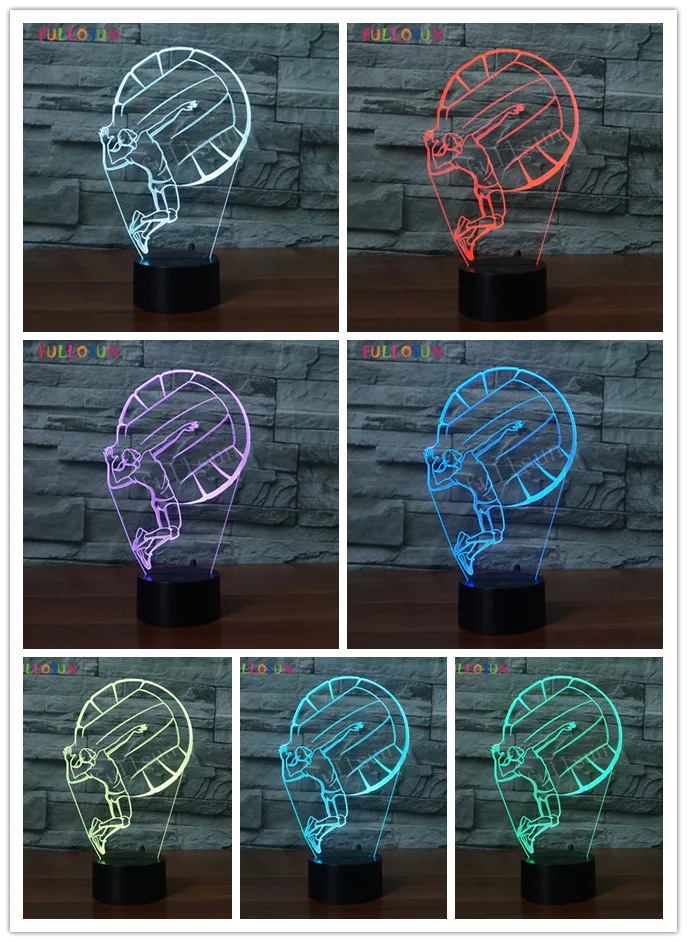 Новинка лампа 3D волейбольная девушка LED ночник 7 видов цветов с изменением цвета
