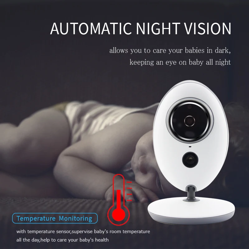 

Wireless Video Baby Monitor 2.4 Inch Color Security Camera Intercom IR 24h Baby Walkie IR LED Portable Baby Camera