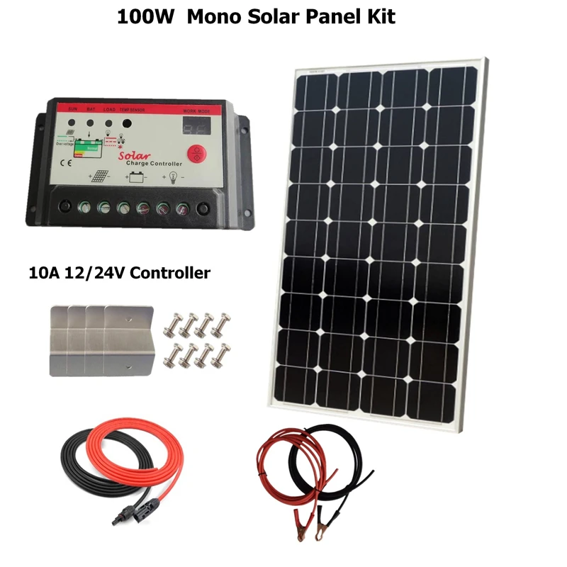 Комплект монокристаллической солнечной системы Sunpower 100 Вт: солнечная панель Вт с