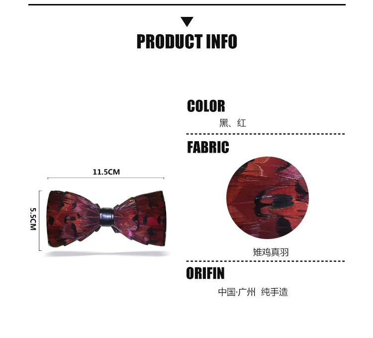 Free shipping New fashion 2017 Natural man feather bow tie dress British men women red male personality party banquet wedding |