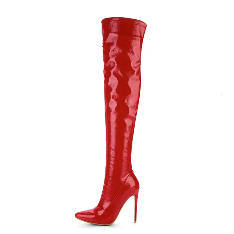 Women Sexy Thin High Over the Knee Boots Fashion Zipper Ladies Pointed Toe Fall Winter Thigh Black White Red | Обувь