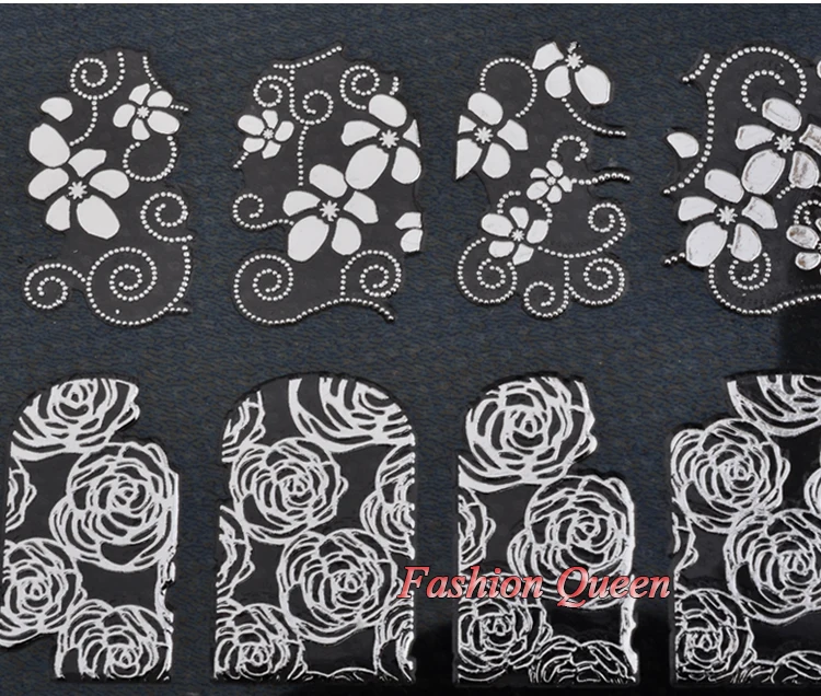 Переводные картинки для ногтей 108 шт./лист высокое качество серебристые