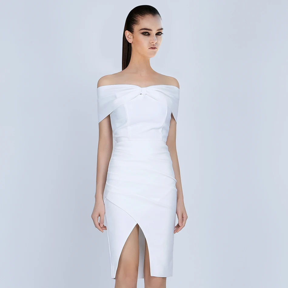 Adyce 2020 новый летний Для женщин Бандажное платье Vestido белый Slash шеи знаменитости