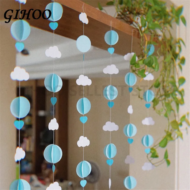 

Paper Garland Star Round Cloud Shape String Banners Colorful Bunting Hanging Paper Birthday Party Wedding Party Home Decoration