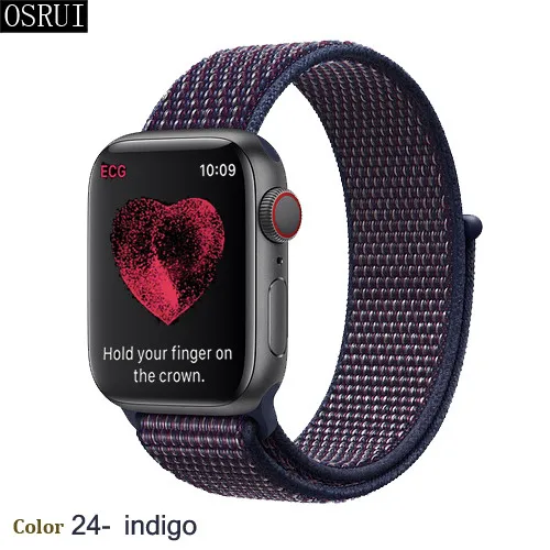24- indigo Спортивный ремешок-петля для apple watch 4, 5, 3, 44 мм, 40 мм, correa, 42 мм, 38 мм, iwatch, браслет, дышащий, apple, Аксессуары для часов - Цвет ремешка: 24- indigo