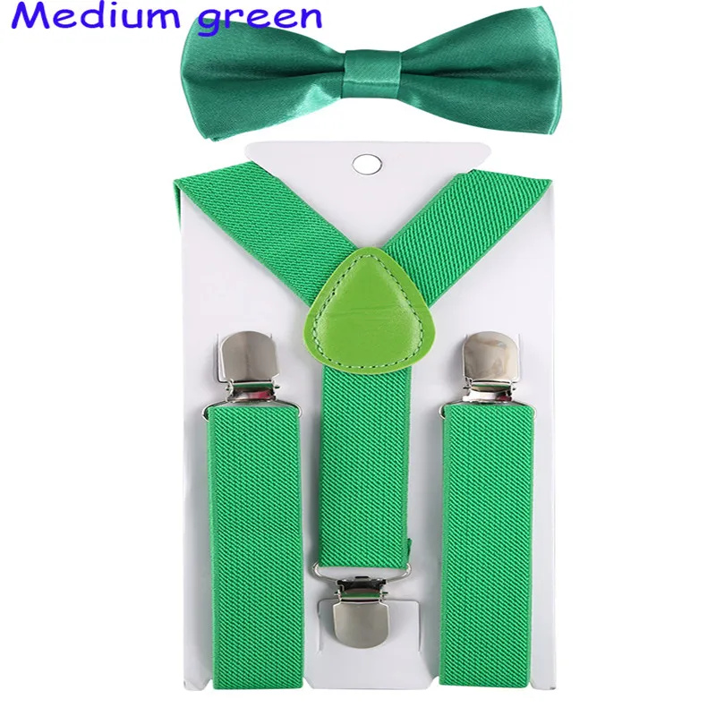 Light Green Детские регулируемые эластичные подтяжки с галстуком-бабочкой, ДЕТСКИЕ брекеты для мальчиков и девочек, подтяжки, Детские свадебные галстуки, аксессуары - Цвет: Light Green