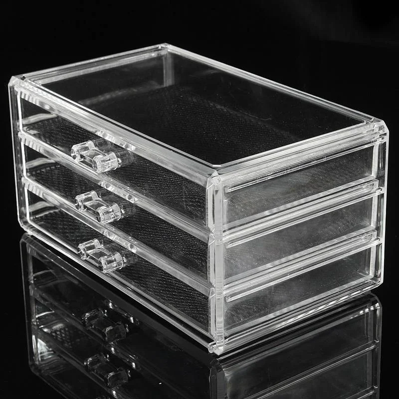 

Acrylic Makeup Organizer Storage Box Case Cosmetic Jewelry 3 Drawer Cases Holder Makeup Container Boxes Rangement Maquill