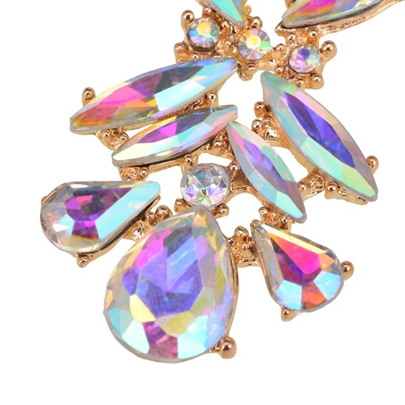 Модные Винтажные черные AB цветные Кристальные серьги со стразами в форме капли