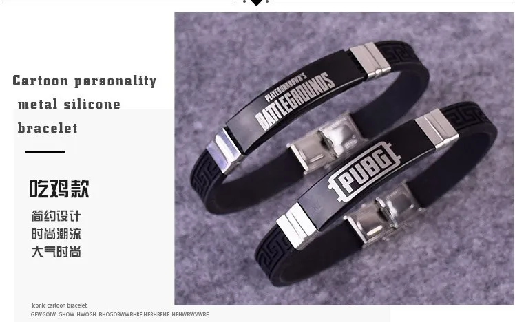 

Jeu PUBG Bracelet Gel De Silice En Acier Inoxydable Bracelet Cos Costumes Accessoires Laser men bracelets 2019 gifts for men