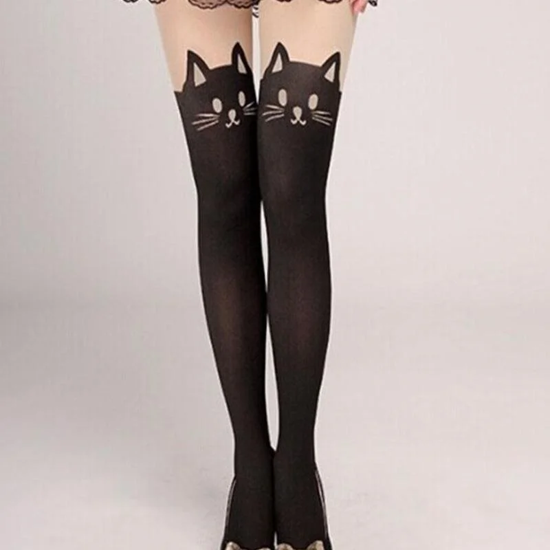 Women's stockings Cute long socks 3D Cartoon Animal Cat Pattern Thigh Stockings Over Knee High knee socks