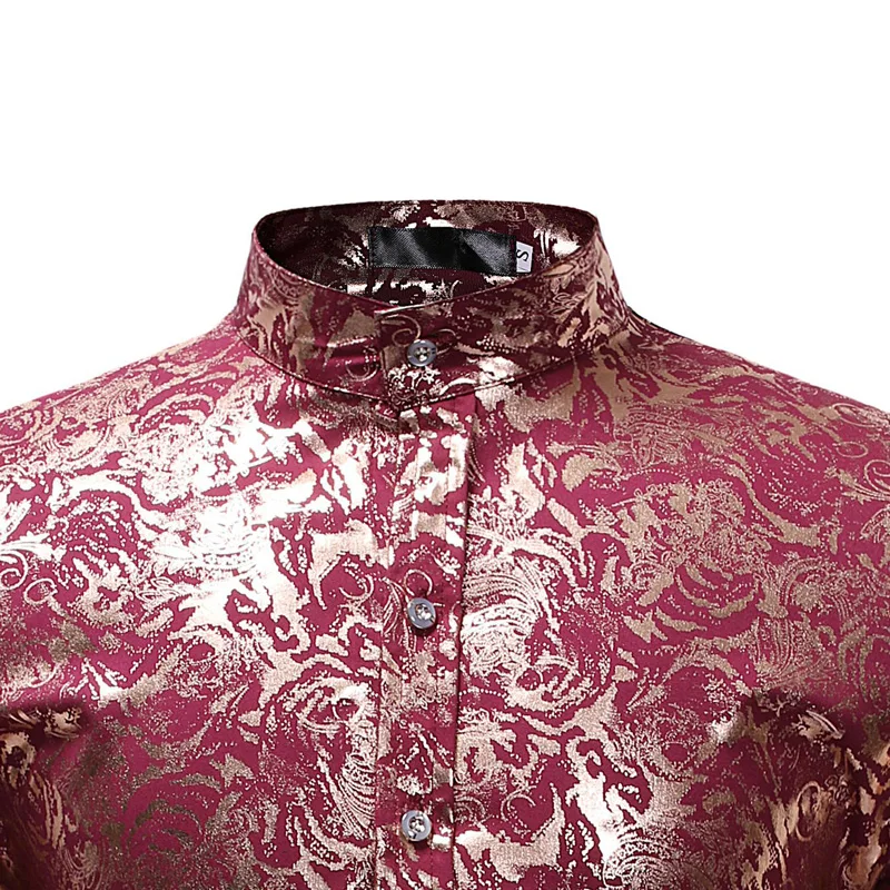 Мужская рубашка с цветочным принтом пейсли металлическая медная золотистого