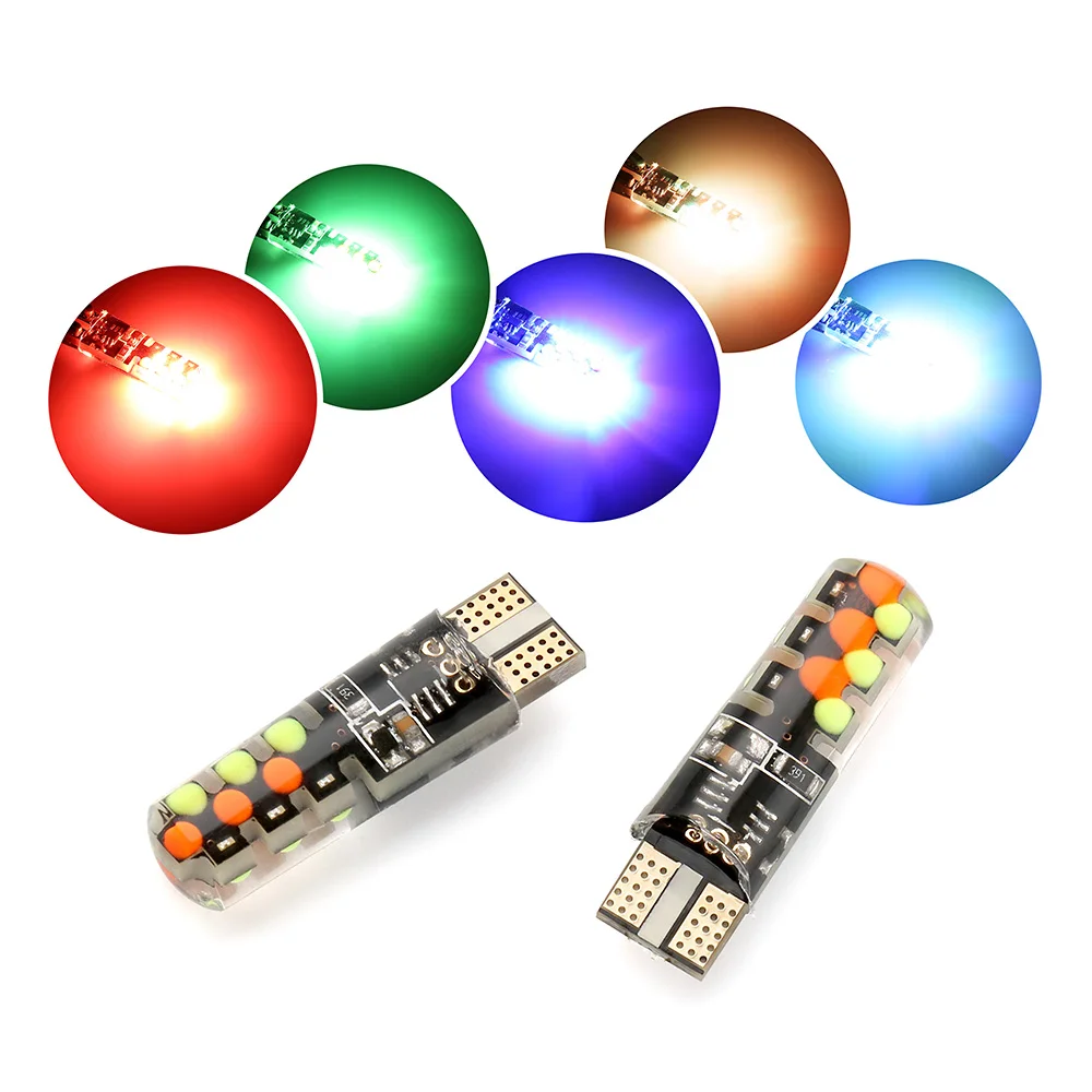 Автомобильный T10 W5W 12V RGB светодиодный Атмосфера фонаря ламповый патрон