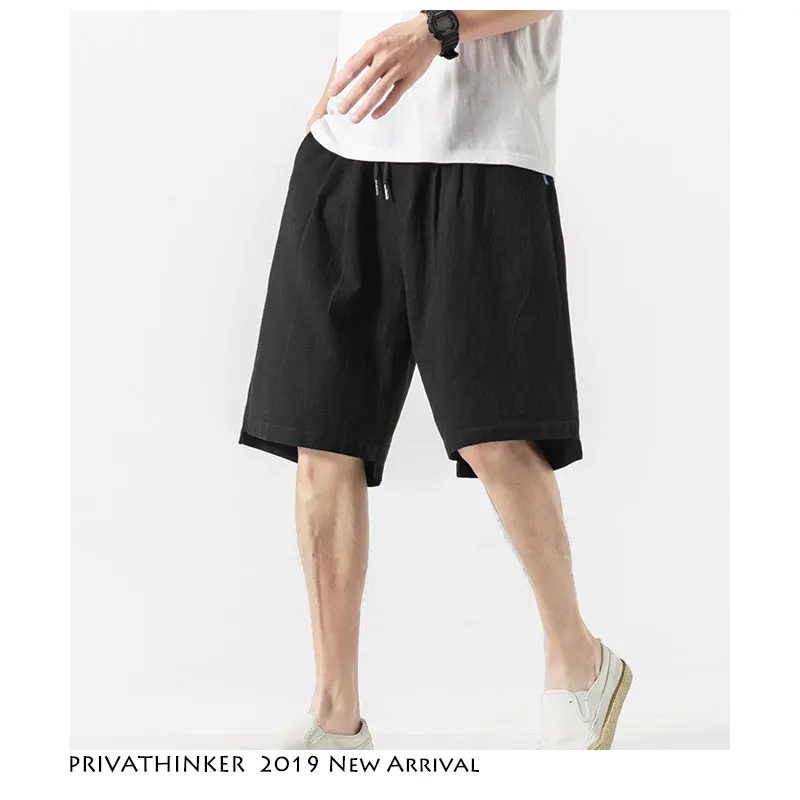 Мужские шорты Privathinker летние повседневные до колена из хлопка и льна в японском