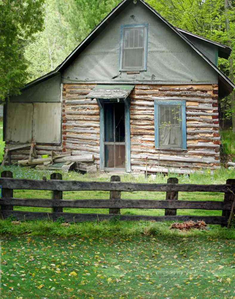 

5x7ft Wooden House Tree Fence Photography Backdrops Photo Props Studio Background