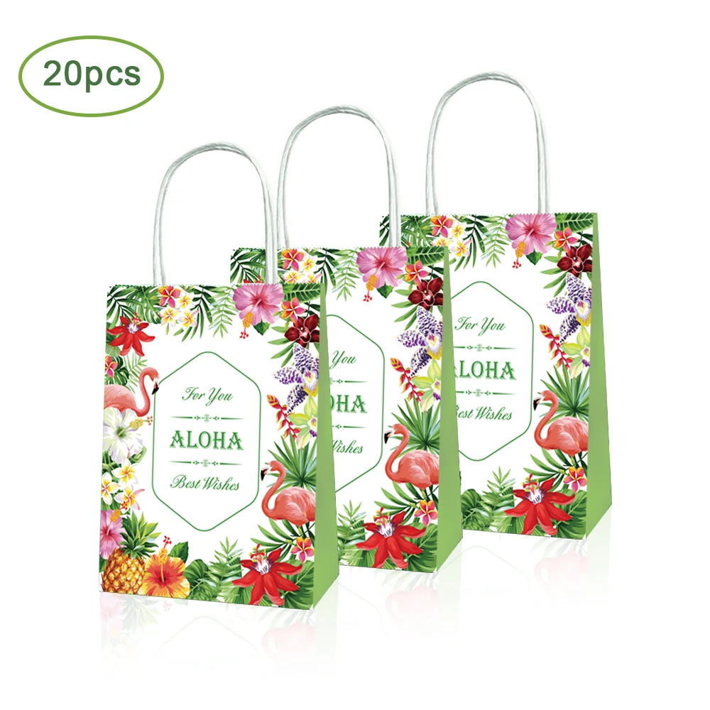 20 штук летняя Гавайская вечерние подарочные пакеты Aloha Фламинго цветок сумки