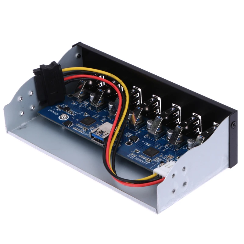 USB 3 0 7 портов Zeadow usb хаб с металлической передней панелью 5 25 дюйма 15 контактным