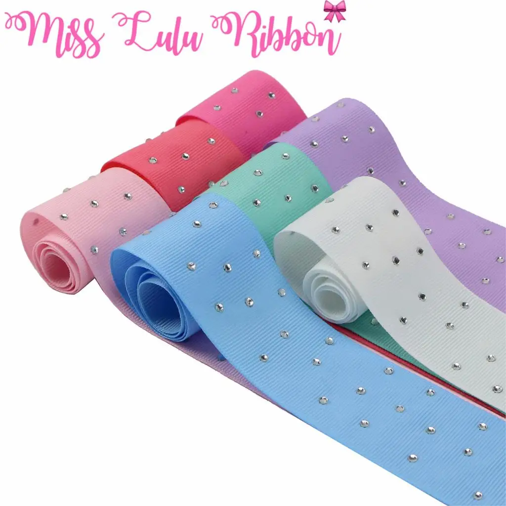 1 1/2 &quot38 мм Белые Стразы Установка Grosgrain однотонные ленты подарок бантом
