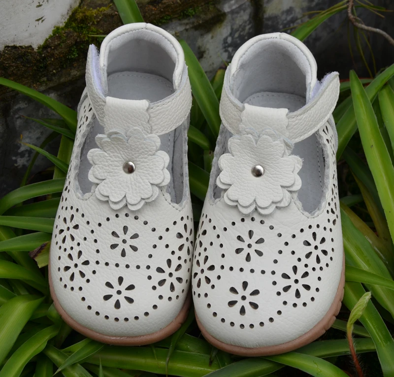 girls shoes genuine leather T-Strap white navy baby shoes beautiful christening wedding shoes for kids half sandal SandQbaby new