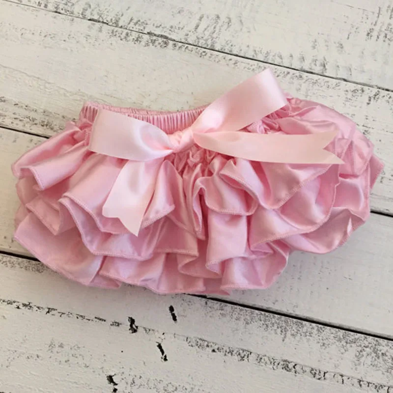 Детская атласная подгузник с оборками розовая|satin ruffle bloomers|ruffle bloomersbaby bloomers |