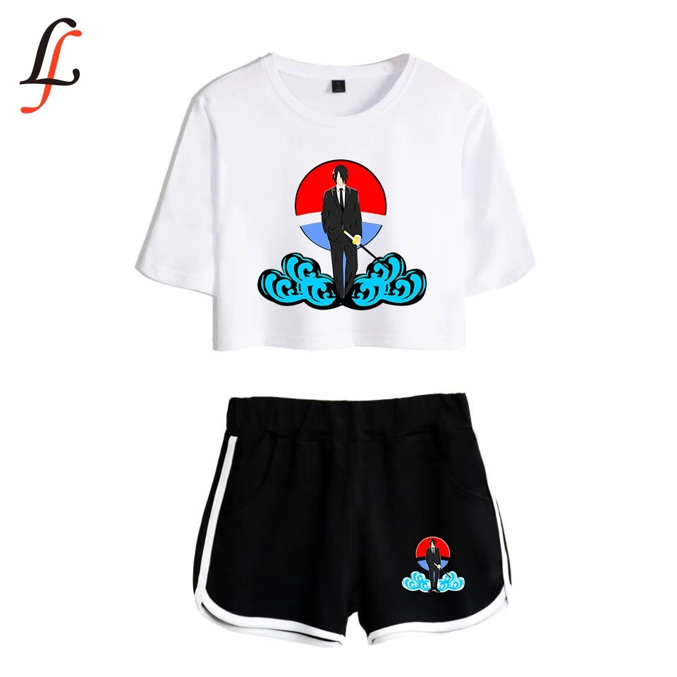 2019Naruto 2D Hot Sale Sexy Two Piece Sets Soft T-shirt and Elastic Shorts Kpop Harajuku New Fashion Fitness Style Clothing | Женская