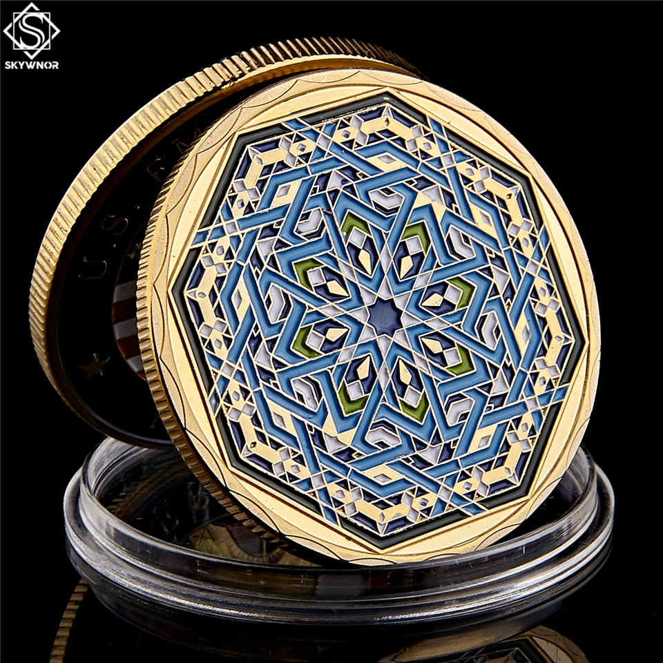 

Saudi Arabia Islam Muslim Ramadan Kareem Festival Octagon Illustration Gold Collectible Coin