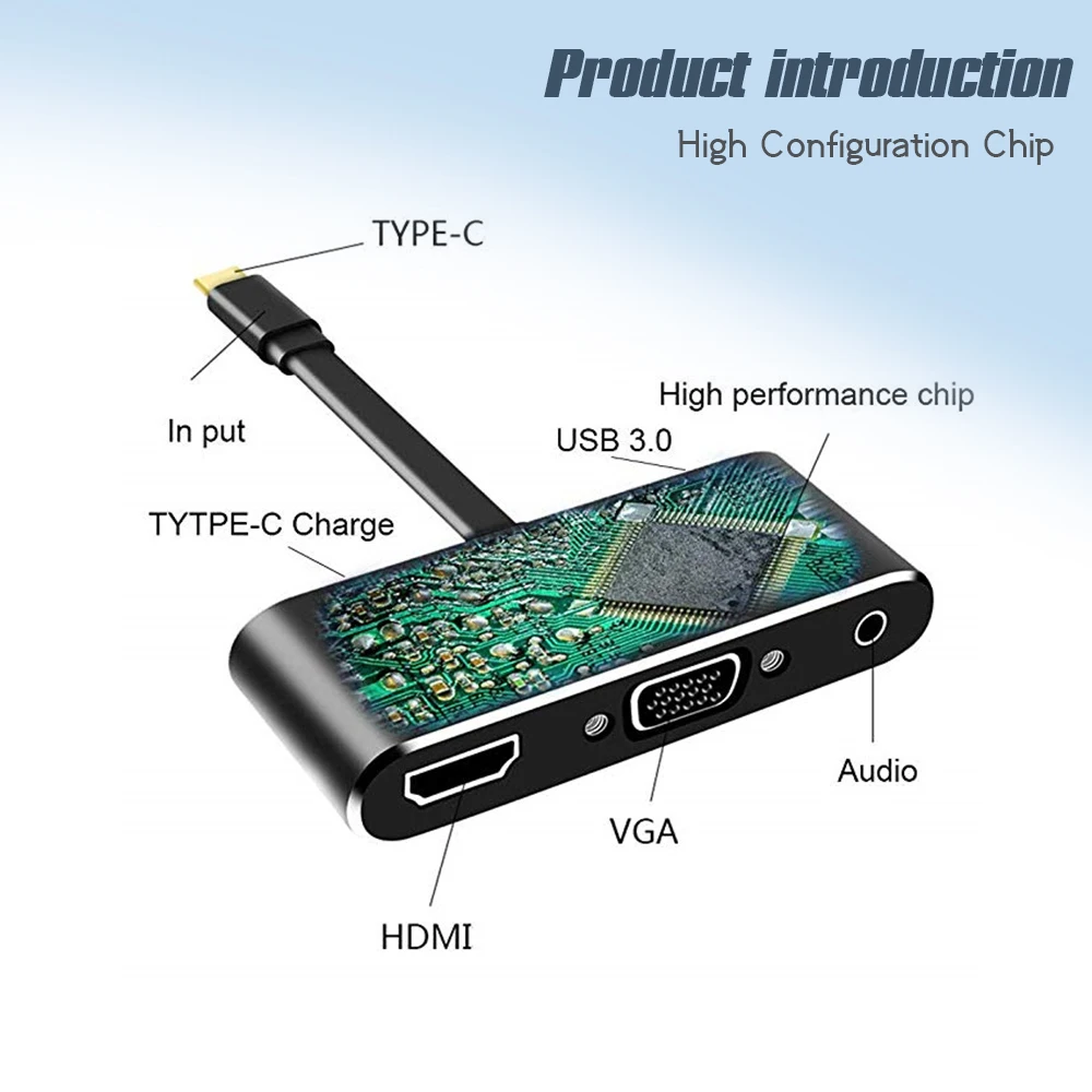 Док станция Vmade с несколькими портами USBC 5 в 1 поддержка зарядки PD 3 0 4k * 2k HD для MacBook