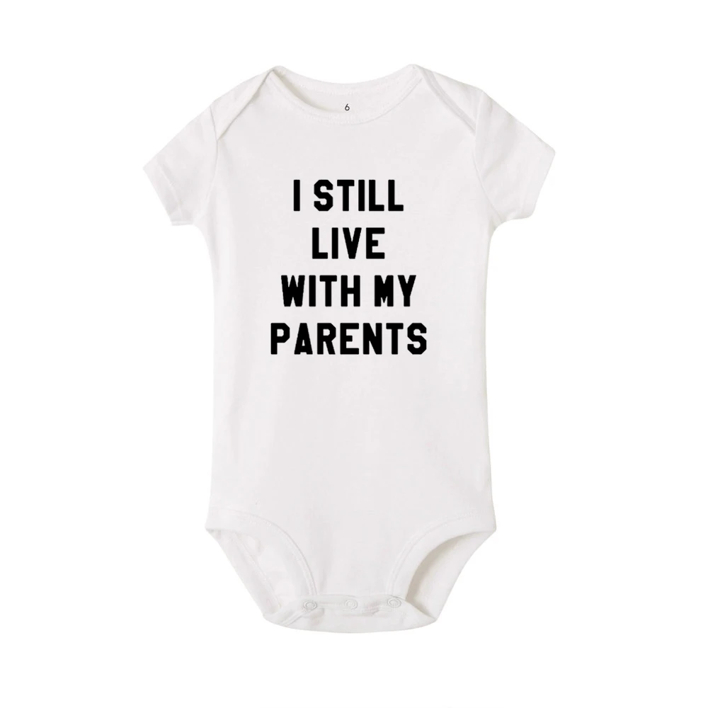 Летняя одежда для новорожденных боди я все еще в прямом эфире с родителями принт