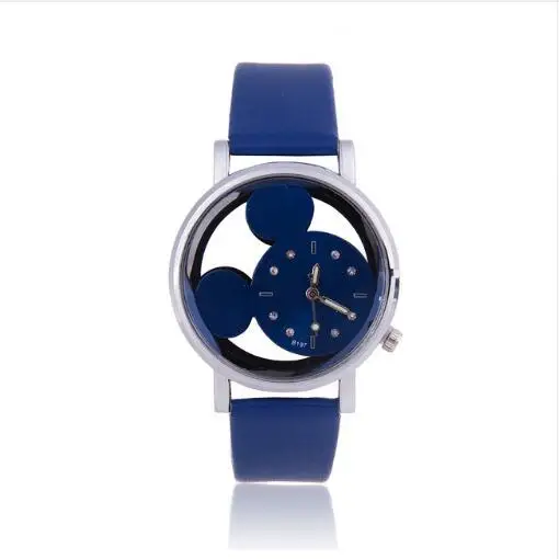 blue TIke Toker, Feminino Luxo, женские часы с кристаллами, женские Роскошные Кварцевые часы с кожаным Микки Маусом, Kad N Saatleri, Новинка - Цвет: blue