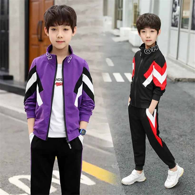 Children Clothing Sets Autumn Sport Suit Kids Boys Clothes long Sleeve Set Costume For Jacket+Tshirt+Jeans 3Pcs |