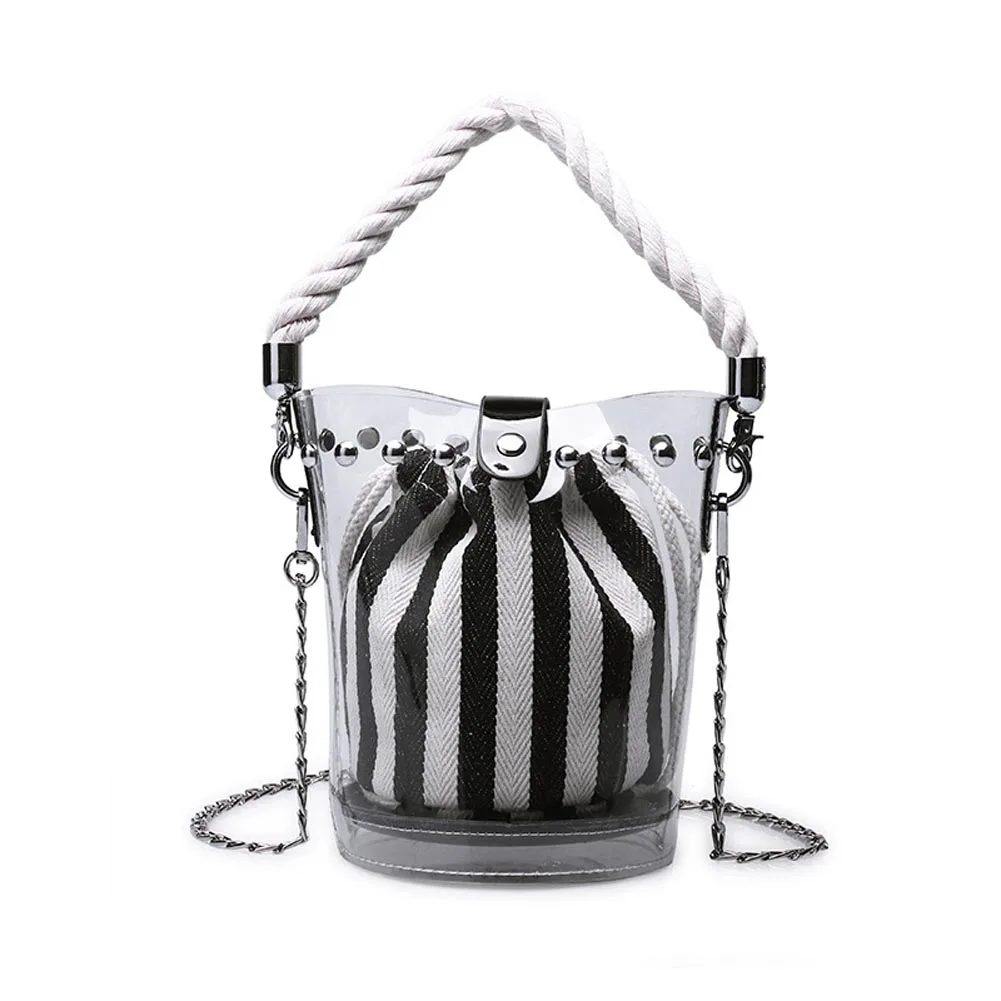 2 шт. Для женщин прозрачный цепи желе сумка с кошелек сумочка Летняя Пляжная ведро