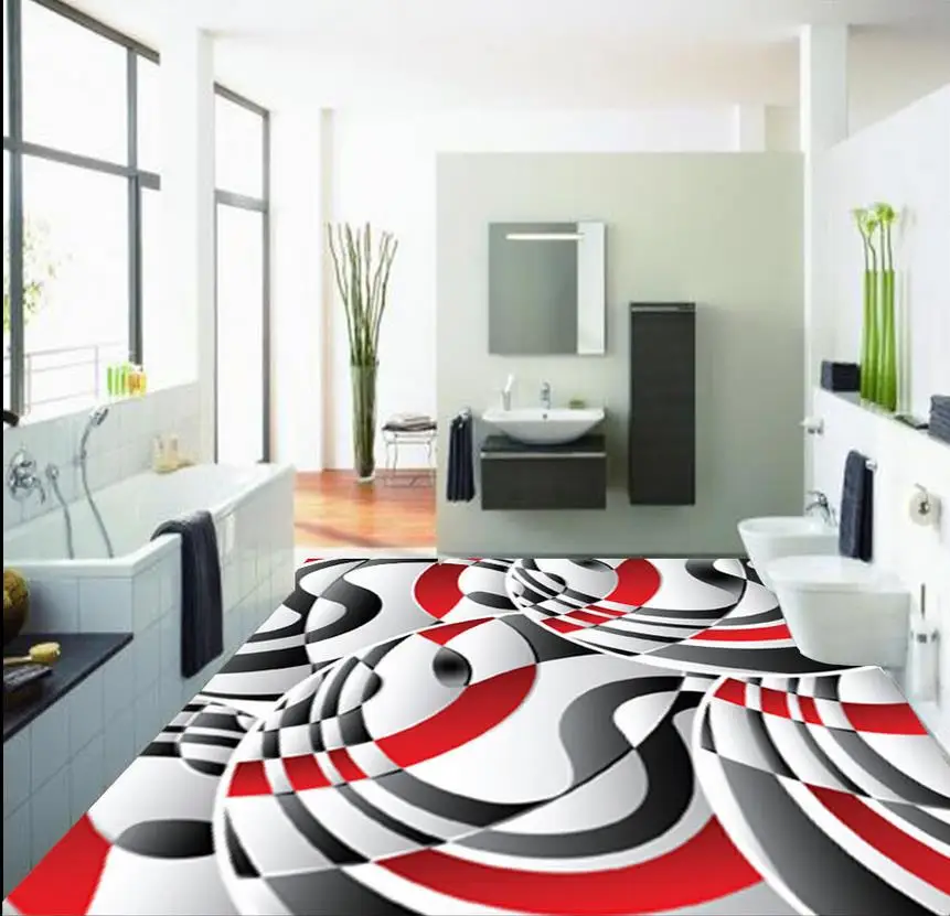 3d картина этаж обои стереоскопического 3D абстрактный моды пол обои для ванной комнаты водонепроницаемый 3D полы