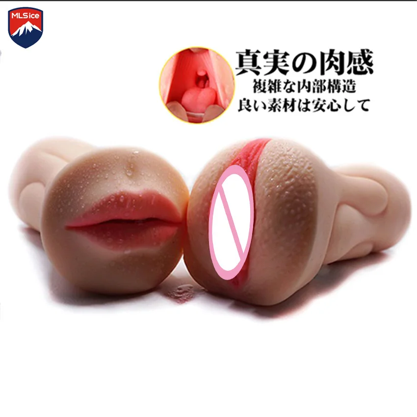 Двухканальная 3D Глубокая глотка Mlsice с языком зубами искусственная вагина