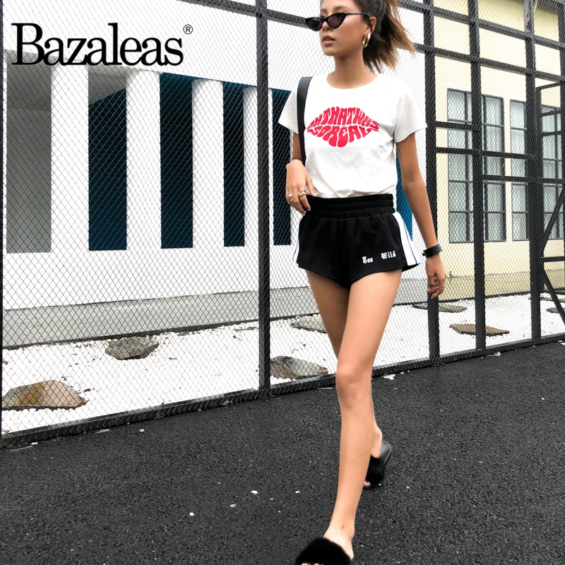 Bazaleas винтажные Женские топы с буквенным принтом белая Универсальная женская