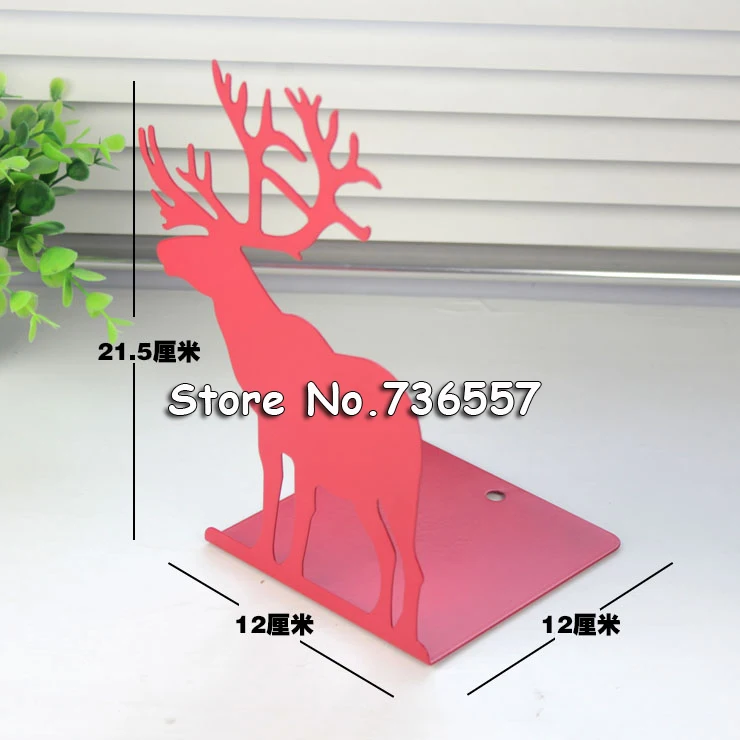 

2pcs/Pair Korean Fashion Cute Metal Bookends Iron,White/Pink Horse Elk Decorative Book Support Holder Desk Stands For Books