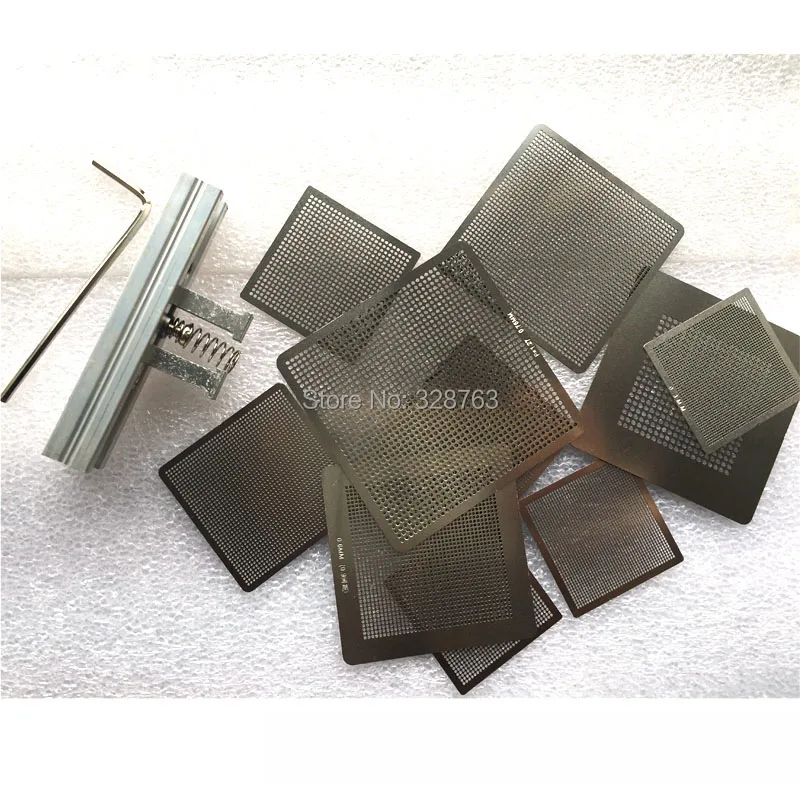 

10 pcs /set Bga Reballing Universal Stencil Tample Kit with free Universal Reball Station Freeshipping