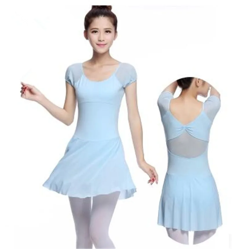 Женский балет для взрослых танцевальный купальник с юбкой Сетчатое стрейчевое