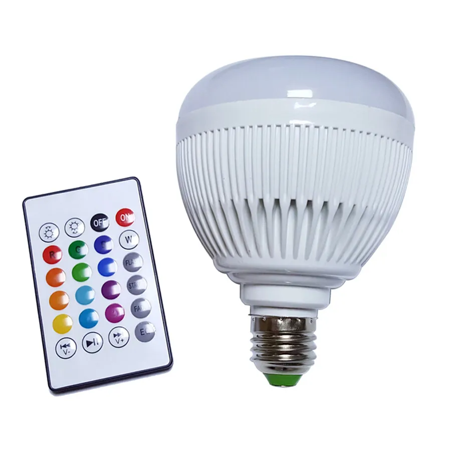 BEIAIDI E27 12 Вт RGB Bluetooth спикер лампы с пультом дистанционного управления AC85V-265V