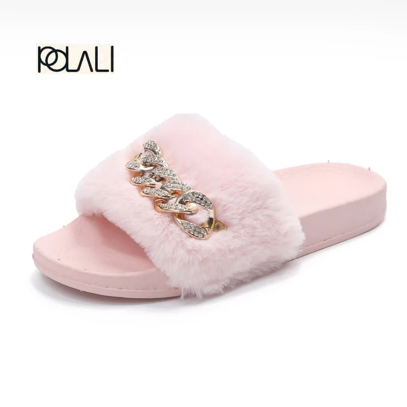 Домашние меховые тапочки 2022 теплая обувь на платформе женские мягкие слипоны