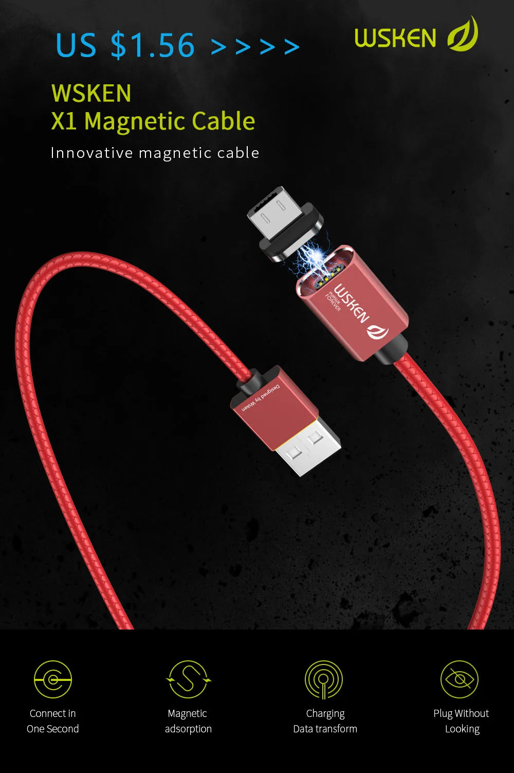Wsken USB Магнитный зарядный кабель для iPhone Xs 8 7 6 6s Qc2.0 быстрое зарядное устройство провод Micro usb type C кабель для мобильного телефона samsung