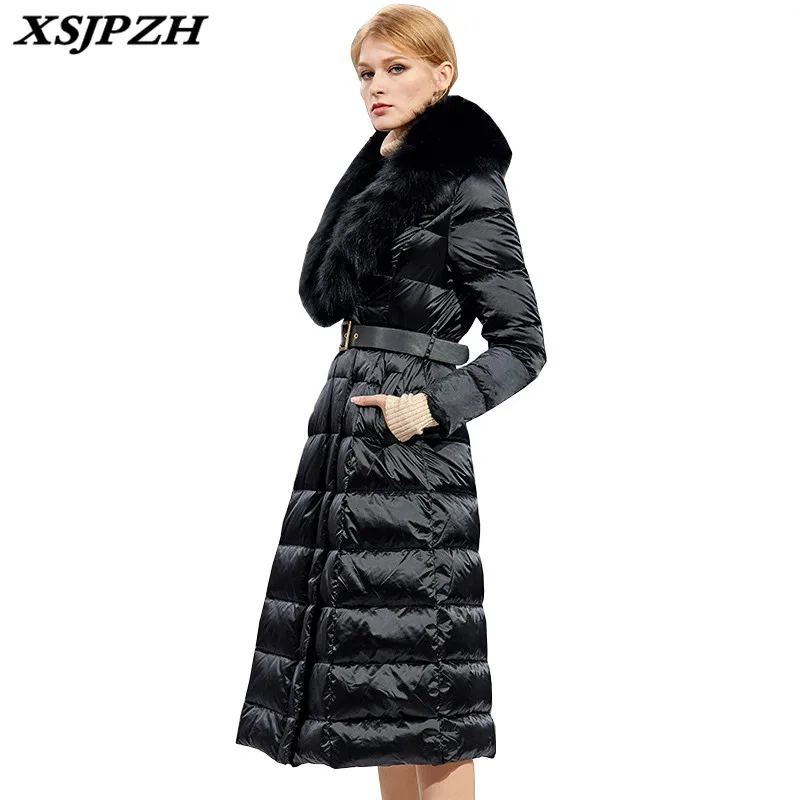 XSJPZH пуховик пальто Зимняя одежда Для женщин 2018 новый 90% белая утка вниз длинные