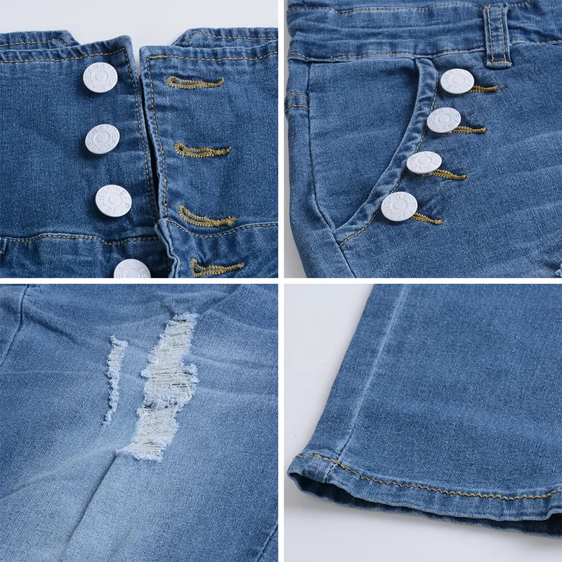 2018 Jeans Womens High Waist Elastic Skinny Denim Long Pencil Pants Plus Size Buttons Camisa Feminina Trousers |