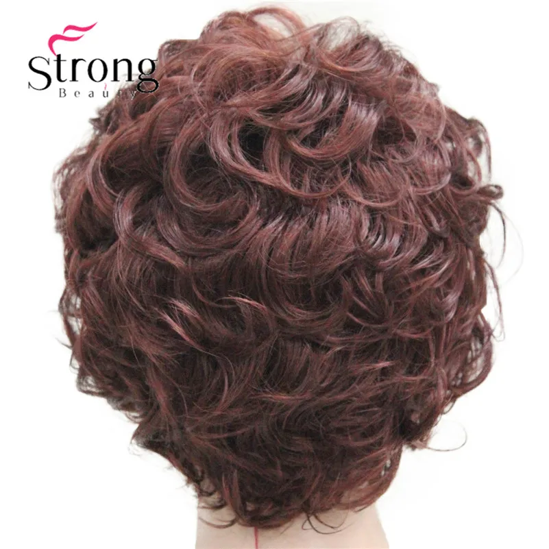StrongBeauty короткие мягкие взъерошенные кудри парик Рыжий, темно-коричневый полный синтетические парики для женщин - Цвет: 33A