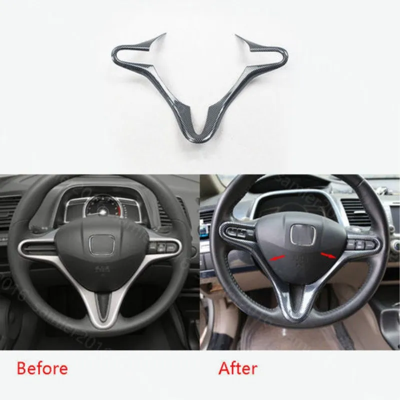 Для Honda Civic 2009 2010 2011 1 шт. углеволоконный стиль ABS чехол рулевого колеса автомобиля