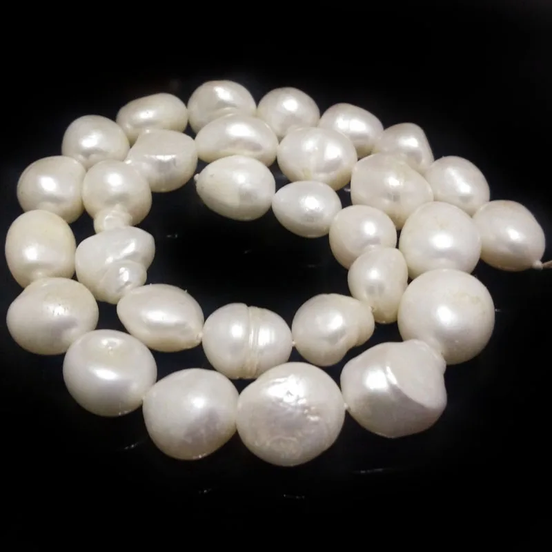 

16 inches 11-13mm AA+ Natural White Baroque Pearl Loose Strand